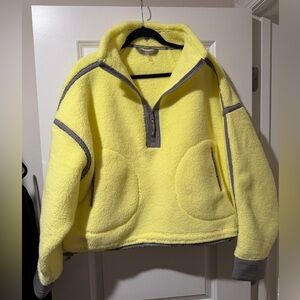 FP Movement by Free People Yellow Sherpa Pullover with Gray Trim 🔥